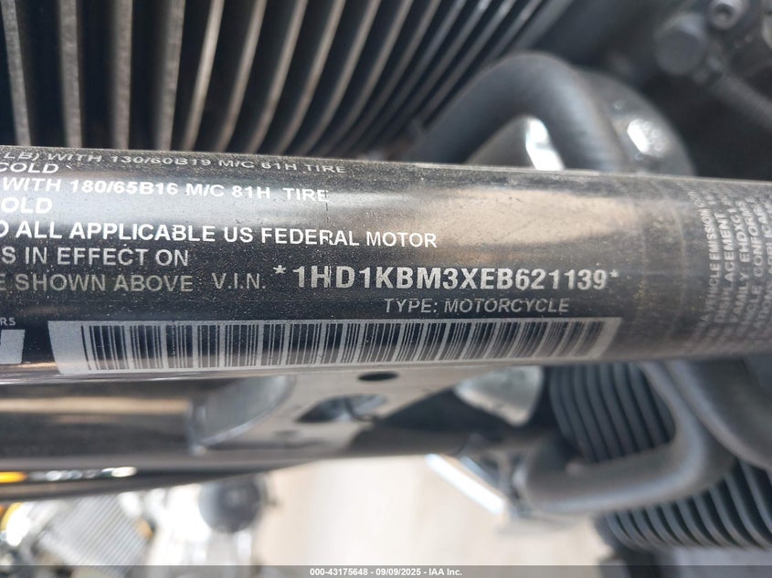 2014 Harley-Davidson Flhx Street Glide VIN: 1HD1KBM3XEB621139 Lot: 43175648