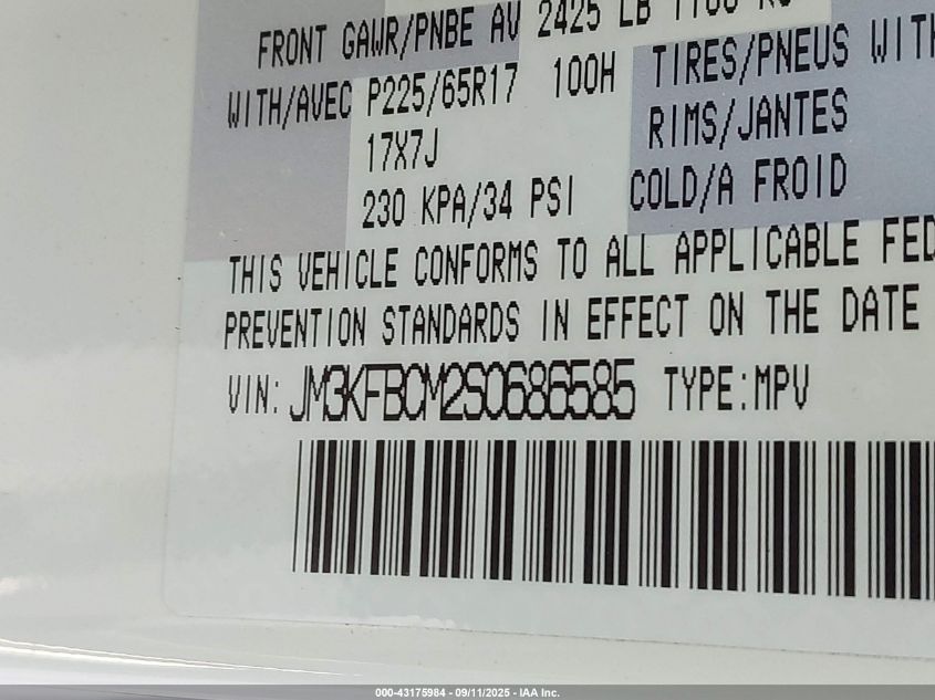 2025 Mazda Cx-5 2.5 S Preferred VIN: JM3KFBCM2S06865 Lot: 43175984