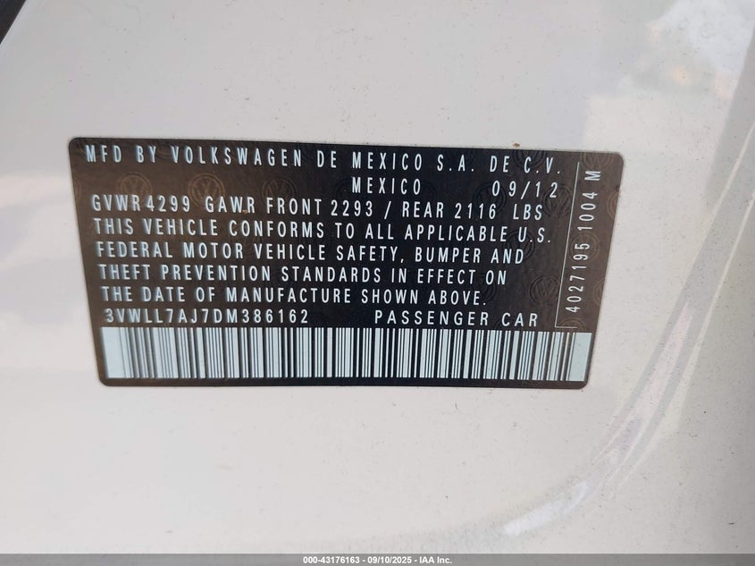 2013 VOLKSWAGEN JETTA 2.0L TDI 3VWLL7AJ7DM386162