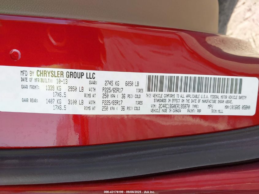 2014 Chrysler Town & Country Touring VIN: 2C4RC1BG0ER195870 Lot: 43176199