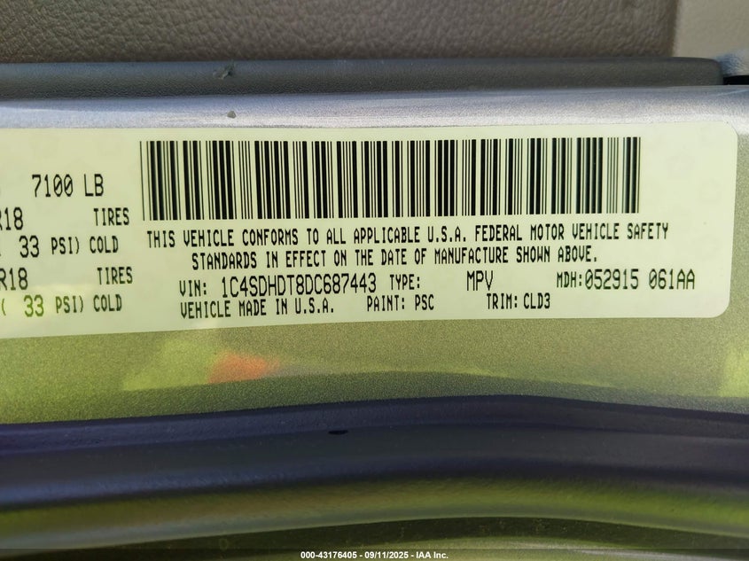 2013 DODGE DURANGO CREW - 1C4SDHDT8DC687443