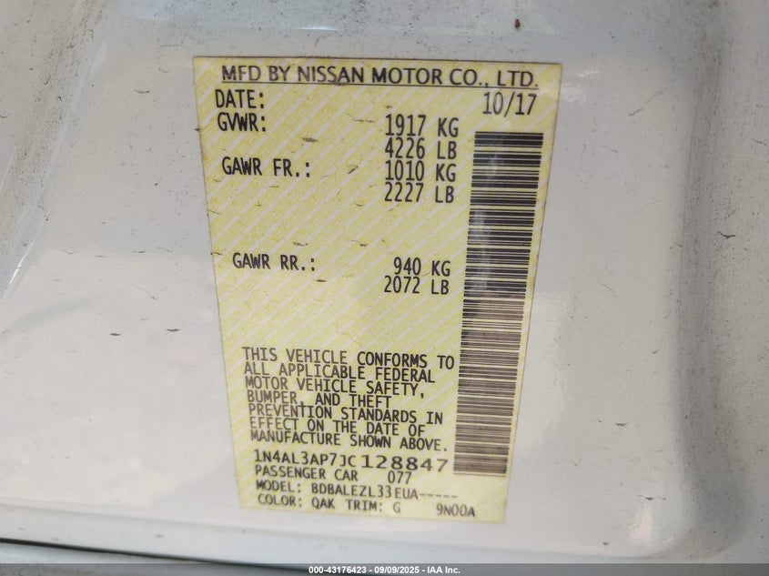 1N4AL3AP7JC128847 2018 NISSAN ALTIMA photo no. 9
