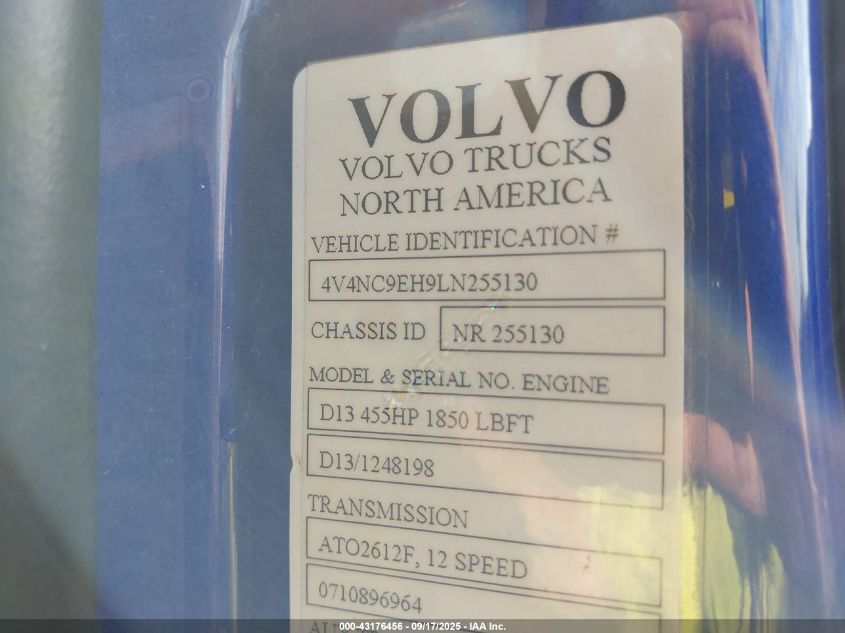 2020 Volvo Vnl VIN: 4V4NC9EH9LN255130 Lot: 43176456