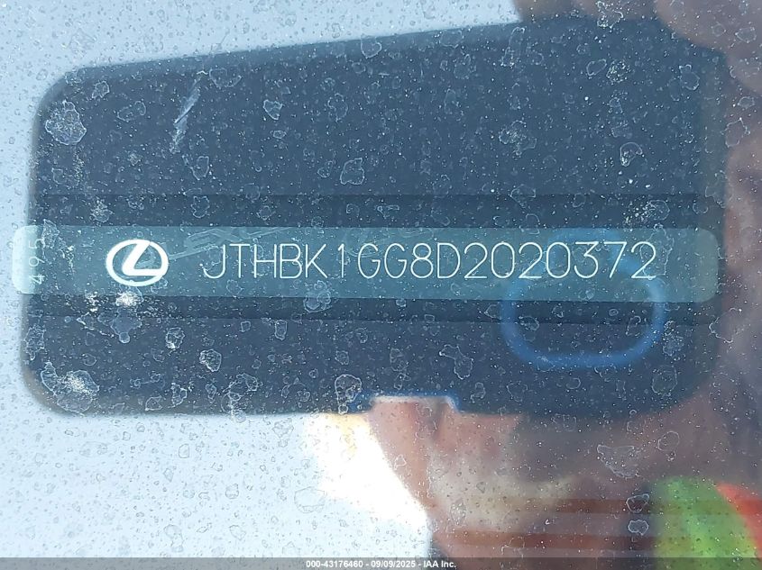 2013 Lexus Es 350 VIN: JTHBK1GG8D2020372 Lot: 43176460