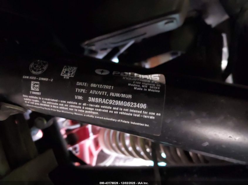 2021 Polaris Rzr Pro Xp Premium VIN: 3NSRAC929MG623496 Lot: 43176526