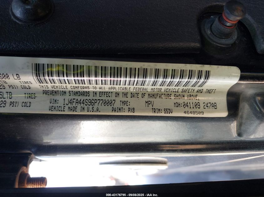 2006 Jeep Wrangler Unlimited VIN: 1J4FA44S96P770007 Lot: 43176795