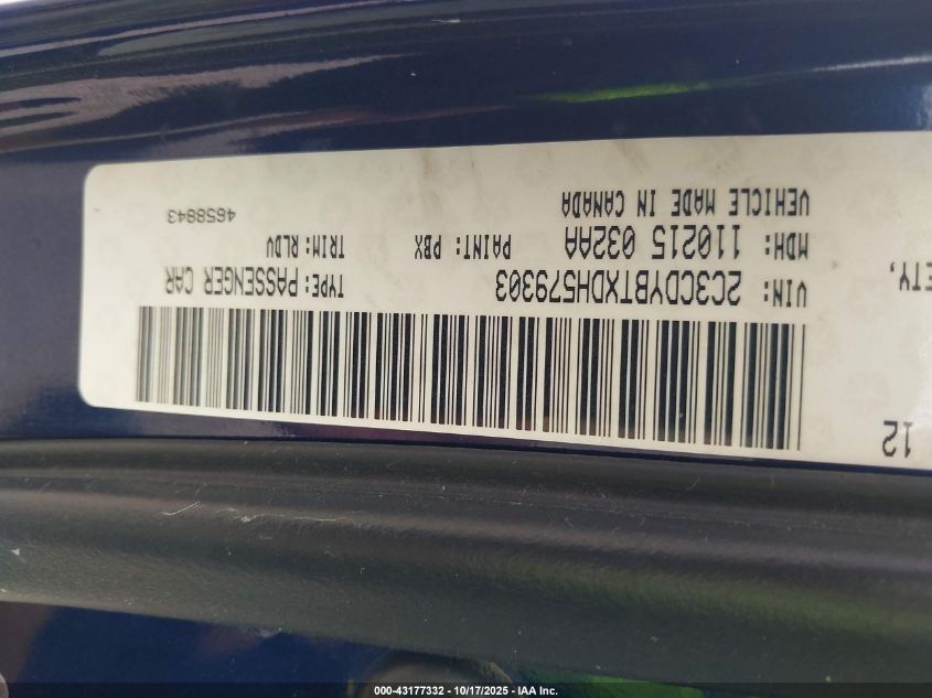 2013 Dodge Challenger R/T Plus VIN: 2C3CDYBTXDH579303 Lot: 43177332