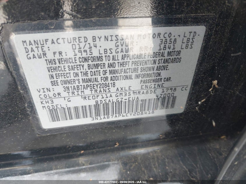 2014 NISSAN SENTRA SL 3N1AB7AP6EY208418