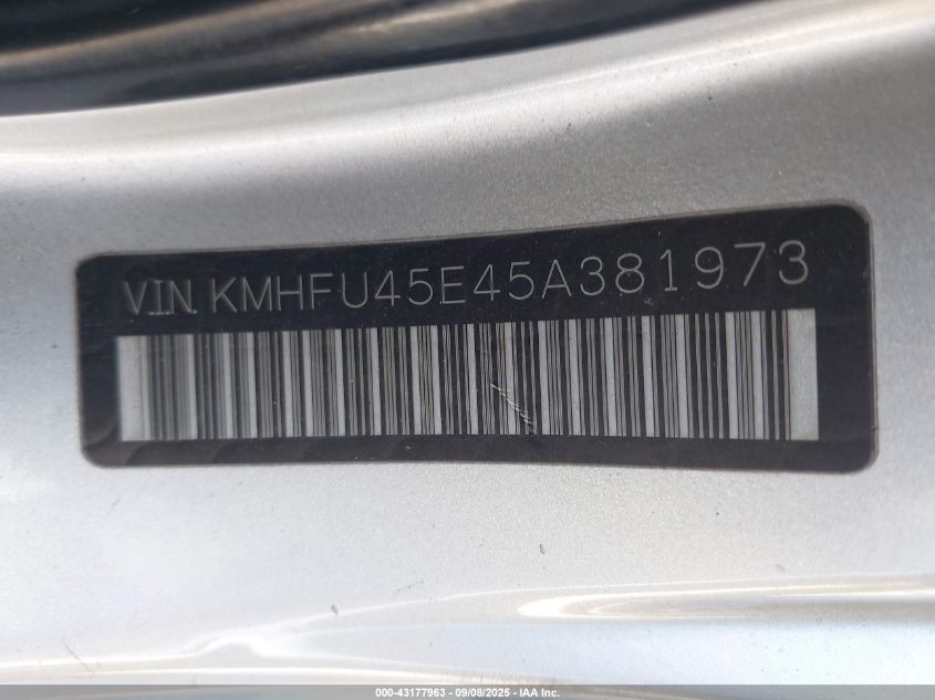 2005 Hyundai Xg350 L VIN: KMHFU45E45A381973 Lot: 43177963