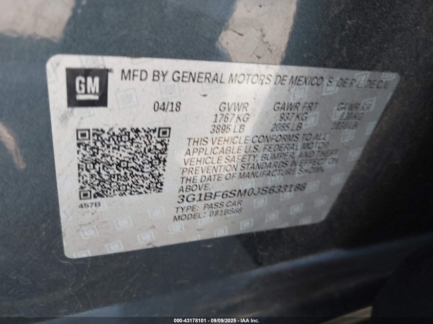 2018 CHEVROLET CRUZE PREMIER AUTO - 3G1BF6SM0JS633188