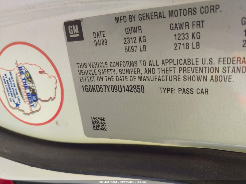 2009 Cadillac Dts 1Sd VIN: 1G6KD57Y09U142850 Lot: 43178354