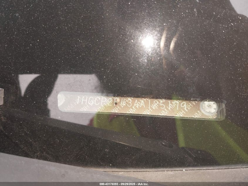 2010 Honda Accord 2.4 Lx-P VIN: 1HGCP2F43AA125179 Lot: 43178393