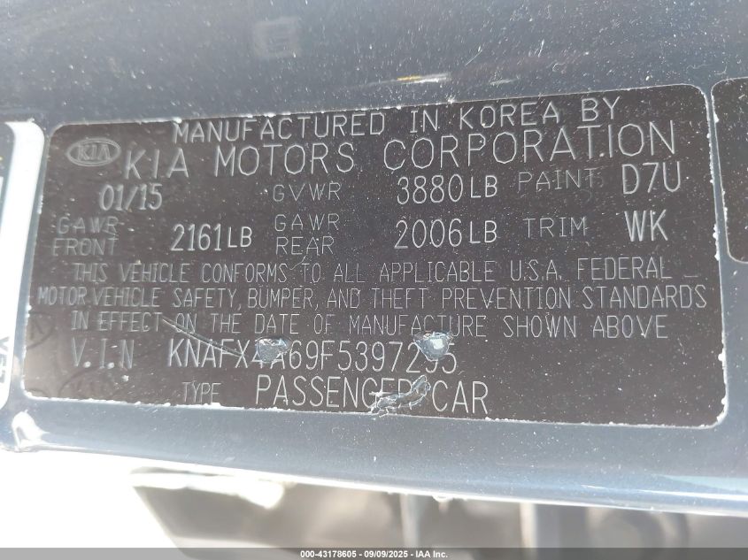 2015 Kia Forte Lx VIN: KNAFX4A69F5397295 Lot: 43178605