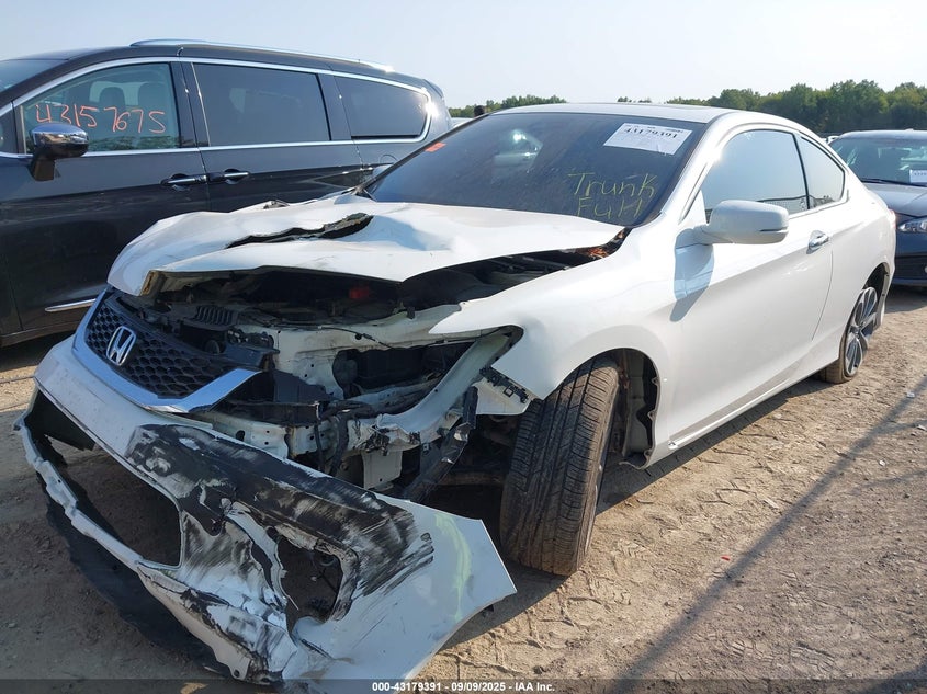 2015 Honda Accord Ex-L V-6 white coupe gasoline 1HGCT2B82FA008267 photo #3