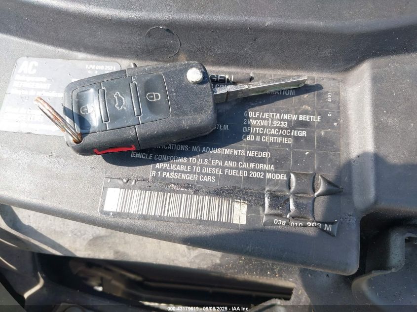 2002 Volkswagen Jetta Gls Tdi VIN: 3VWSP69M42M095236 Lot: 43179619