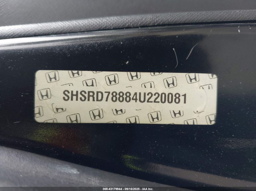 2004 Honda Cr-V Ex VIN: SHSRD78884U220081 Lot: 43179944