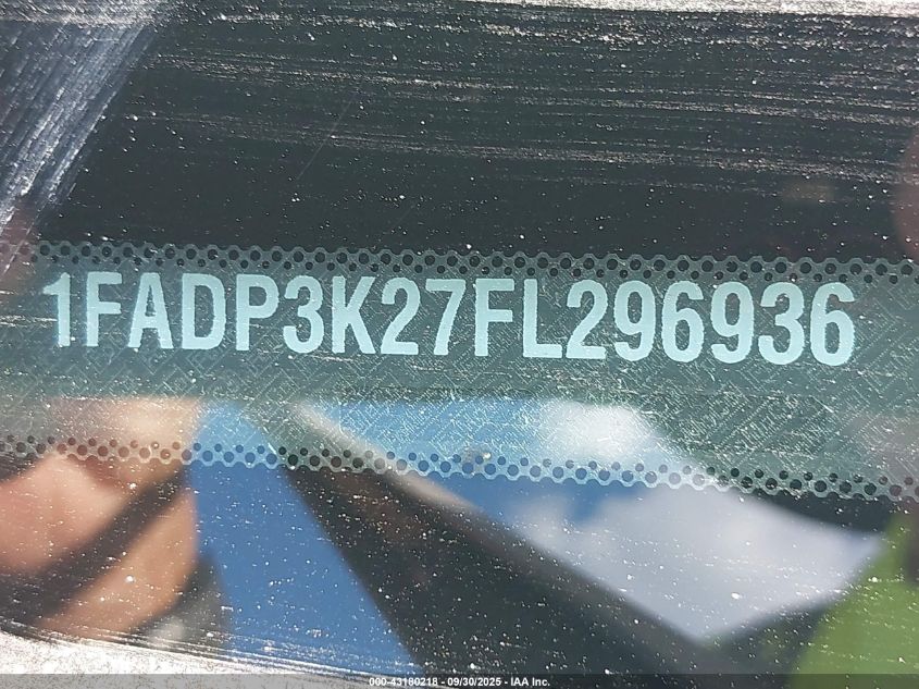 2015 Ford Focus Se VIN: 1FADP3K27FL296936 Lot: 43180218