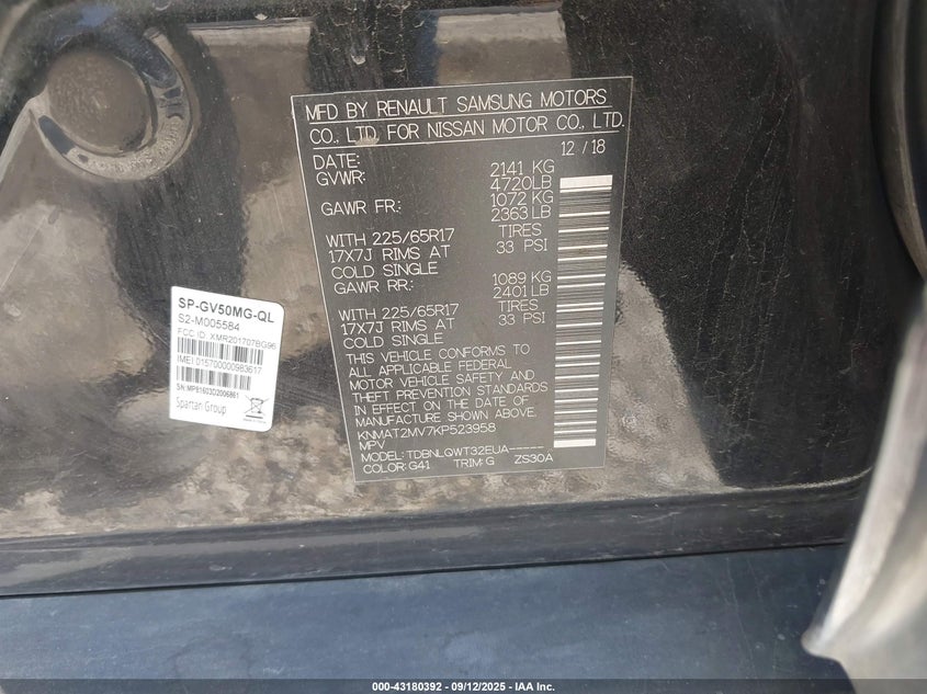 2019 NISSAN ROGUE SV KNMAT2MV7KP523958