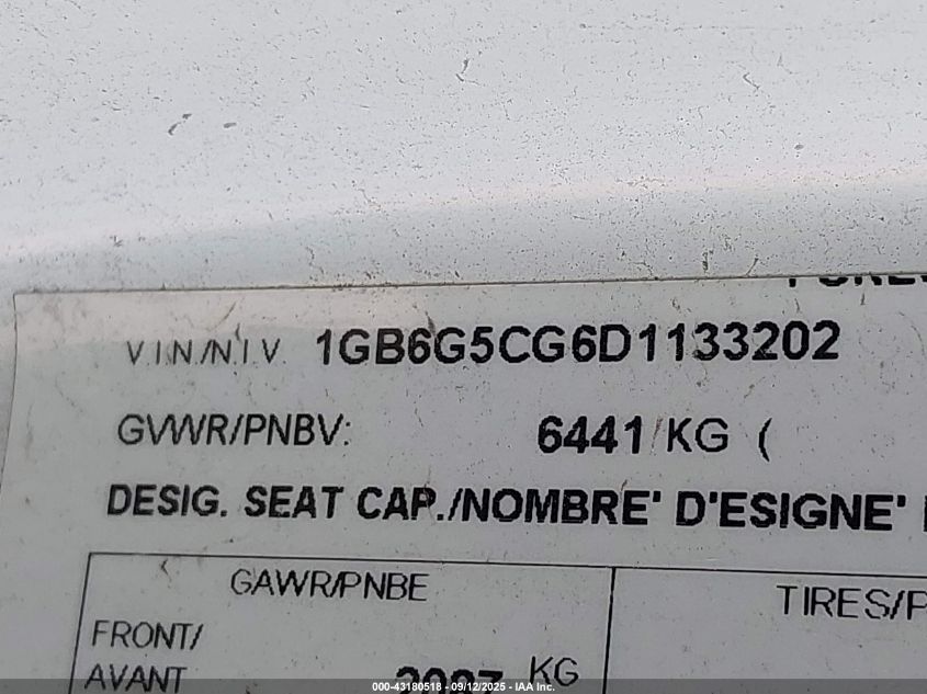 2013 Chevrolet Express Cutaway 4500 VIN: 1GB6G5CG6D1133202 Lot: 43180518