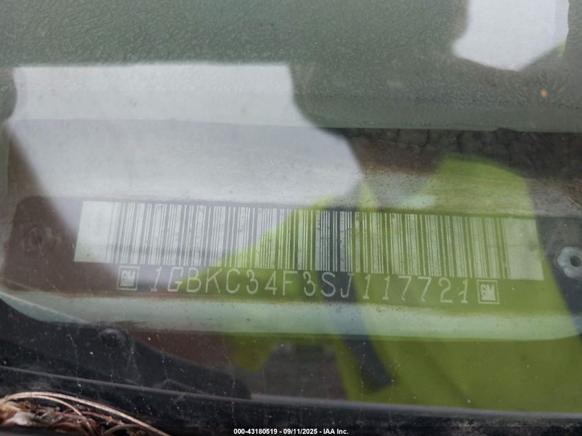 1995 Chevrolet Gmt-400 C3500-Hd VIN: 1GBKC34F3SJ117721 Lot: 43180519