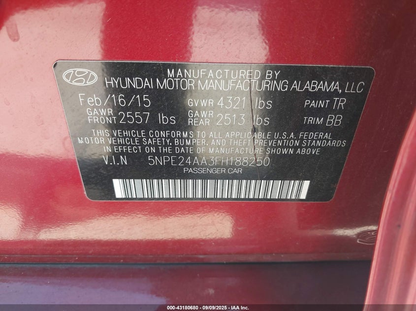 2015 HYUNDAI SONATA ECO - 5NPE24AA3FH188250