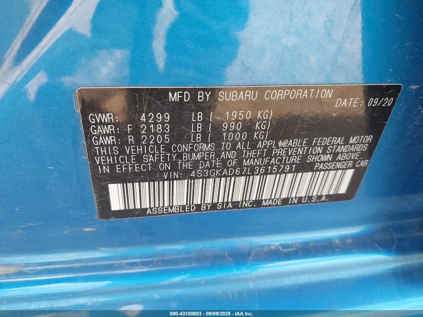 2020 SUBARU IMPREZA PREMIUM - 4S3GKAD67L3615791