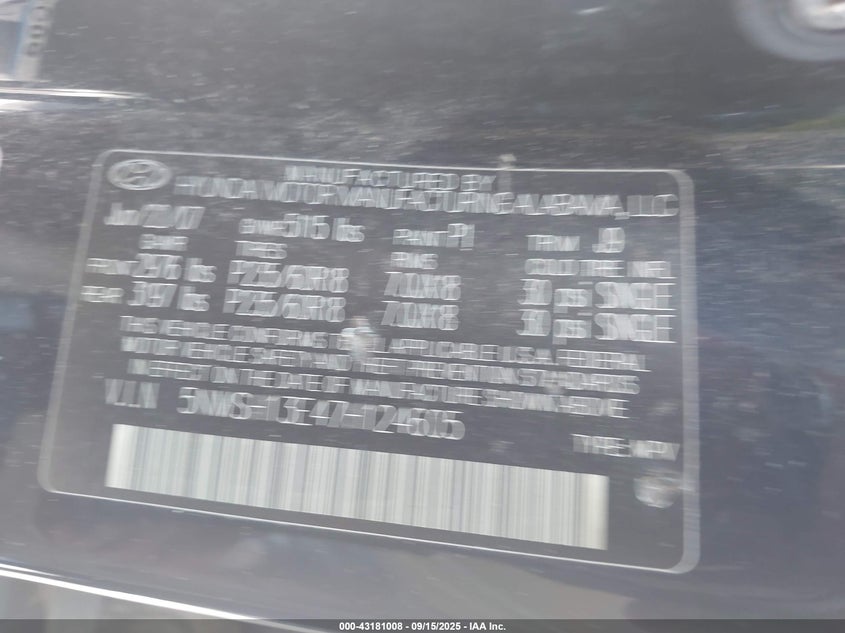 2007 Hyundai Santa Fe Limited/Se VIN: 5NMSH13E47H124605 Lot: 43181008