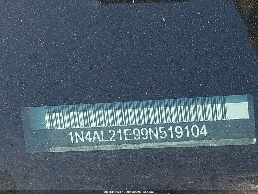 2009 Nissan Altima 2.5 S VIN: 1N4AL21E99N519104 Lot: 43181247