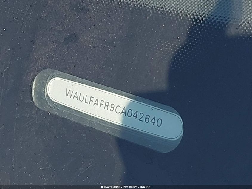 2012 Audi A5 2.0T Premium VIN: WAULFAFR9CA042640 Lot: 43181350