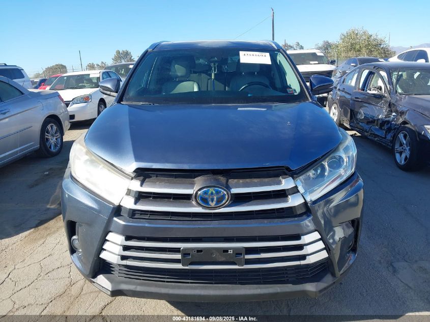 2019 Toyota Highlander Hybrid Xle VIN: 5TDJGRFH9KS053572 Lot: 43181694