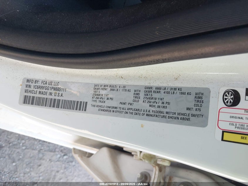 2023 RAM 1500 TRADESMAN  4X4 5'7 BOX - 1C6RRFGG1PN665111