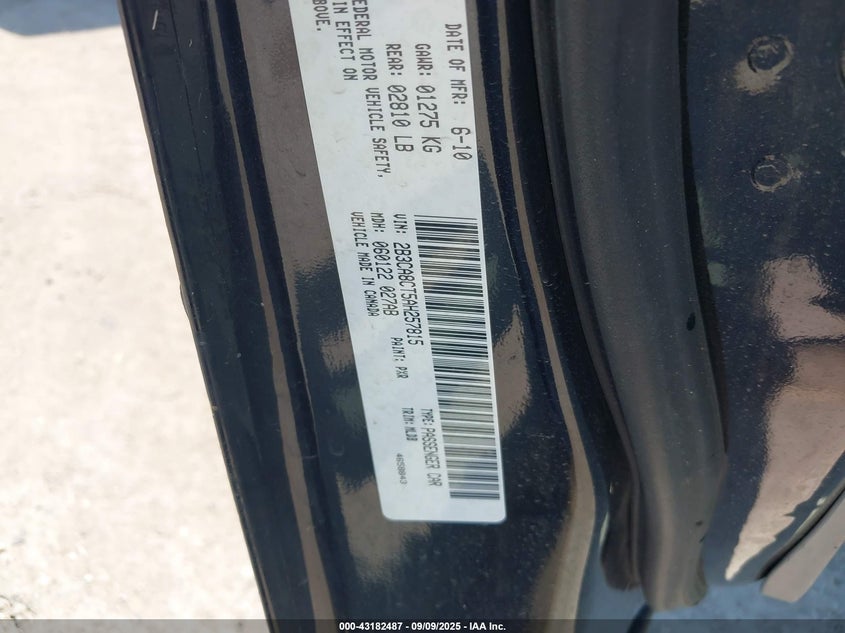 2010 Dodge Charger R/T VIN: 2B3CA8CT5AH257815 Lot: 43182487