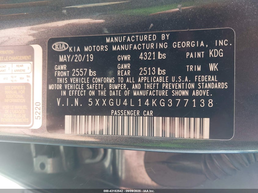 2019 KIA OPTIMA EX - 5XXGU4L14KG377138
