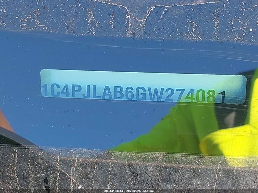 2016 Jeep Cherokee Sport VIN: 1C4PJLAB6GW274081 Lot: 43183044