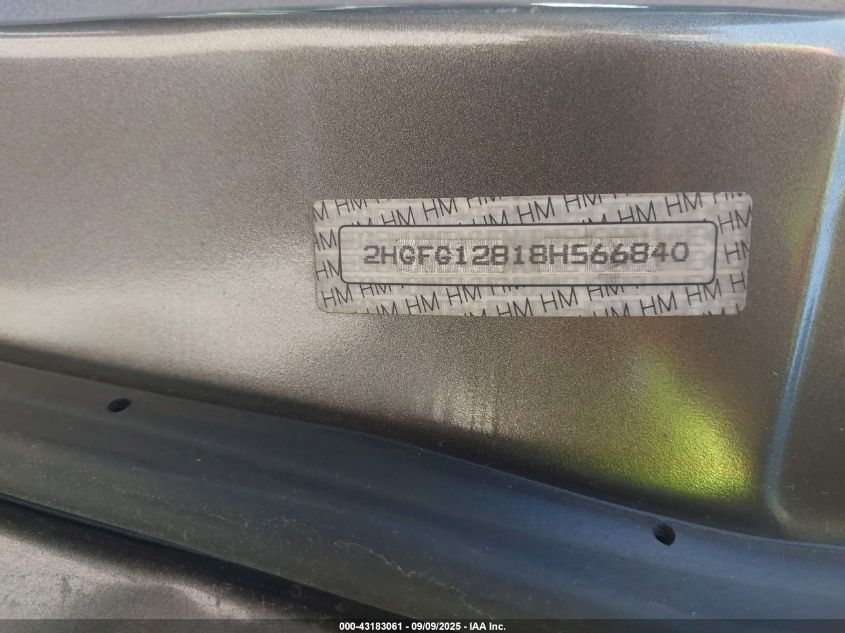 2008 Honda Civic Ex VIN: 2HGFG12818H566840 Lot: 43183061