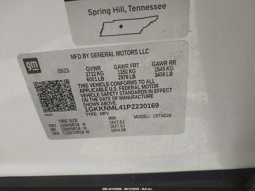 2023 GMC ACADIA FWD SLT - 1GKKNML41PZ230169