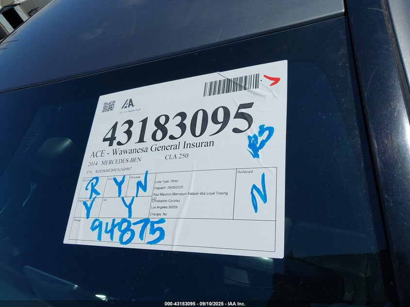 2014 MERCEDES-BENZ CLA 250 - WDDSJ4EB9EN160997