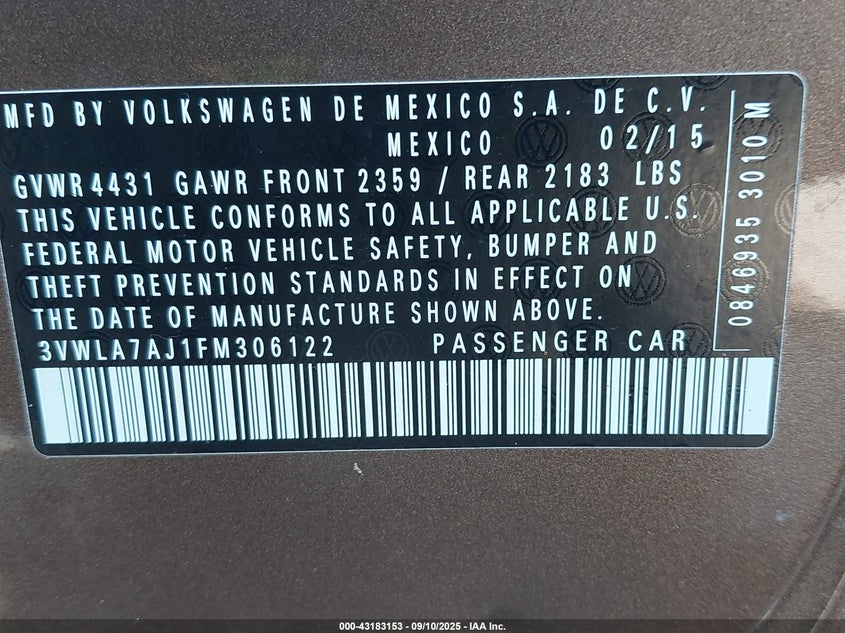 2015 VOLKSWAGEN JETTA TDI - 3VWLA7AJ1FM306122