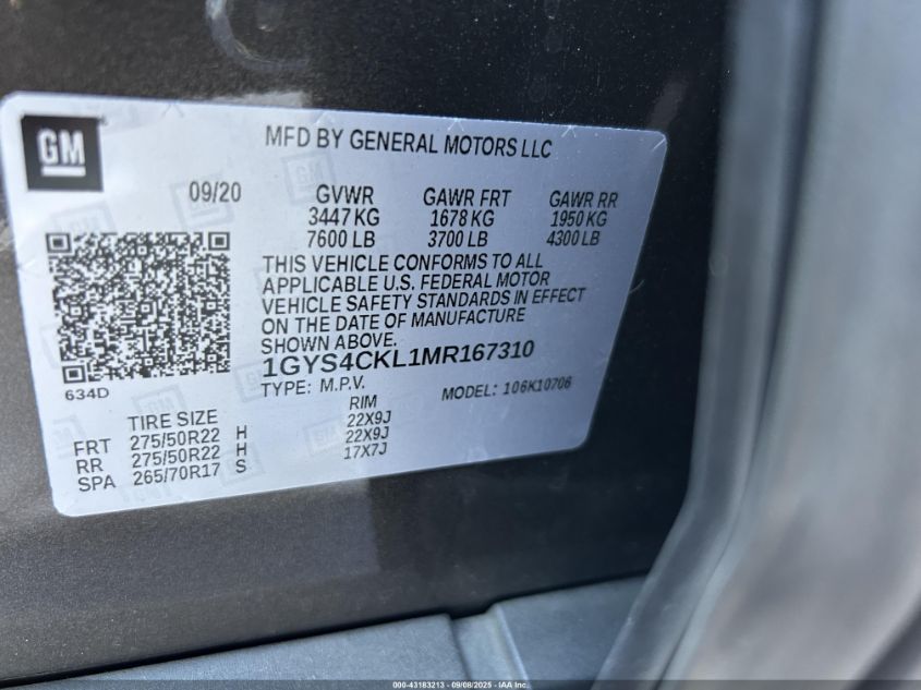 2021 Cadillac Escalade - 1GYS4CKL1MR167310