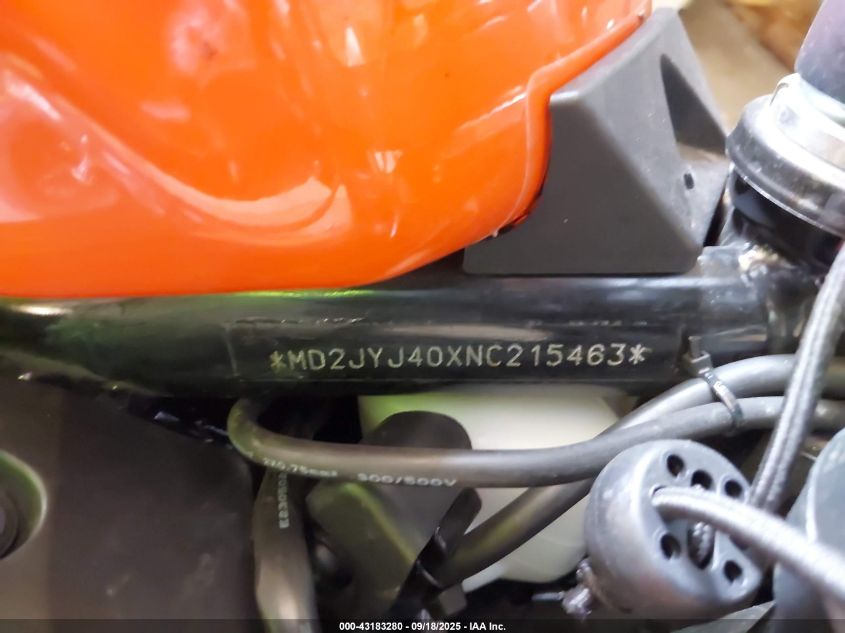 2022 Ktm 390 Rc VIN: MD2JYJ40XNC215463 Lot: 43183280