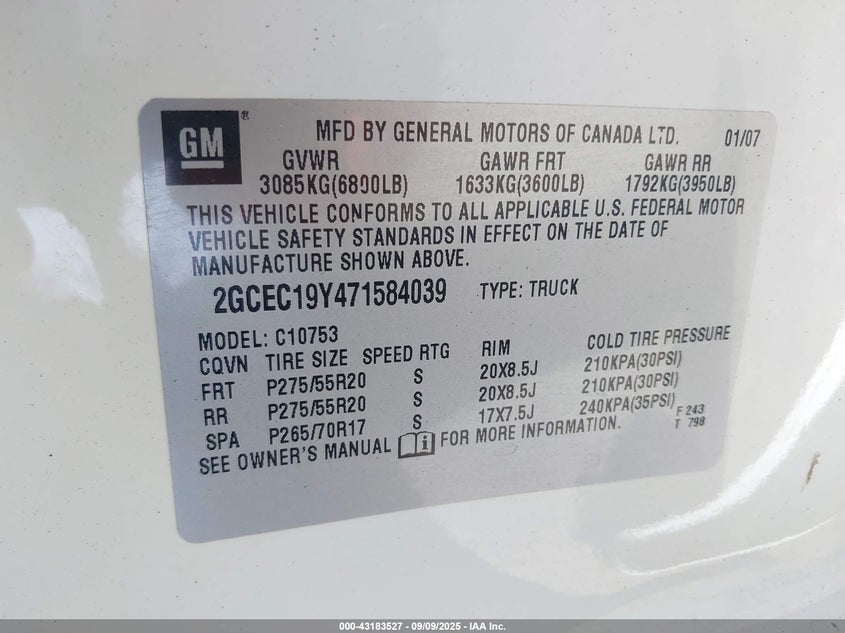 2GCEC19Y471584039 2007 CHEVROLET SILVERADO photo no. 9