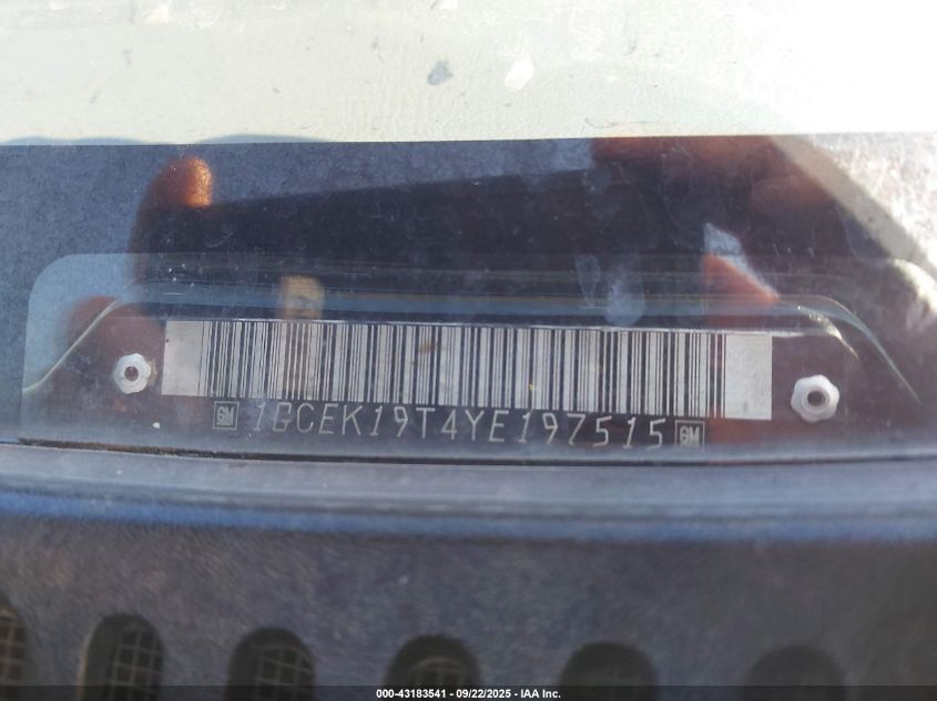 2000 Chevrolet Silverado 1500 Ls VIN: 1GCEK19T4YE197515 Lot: 43183541