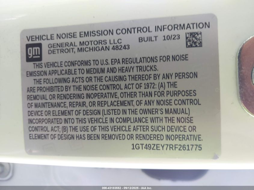 2024 GMC Sierra K2500 At4X VIN: 1GT49ZEY7RF261775 Lot: 43183552