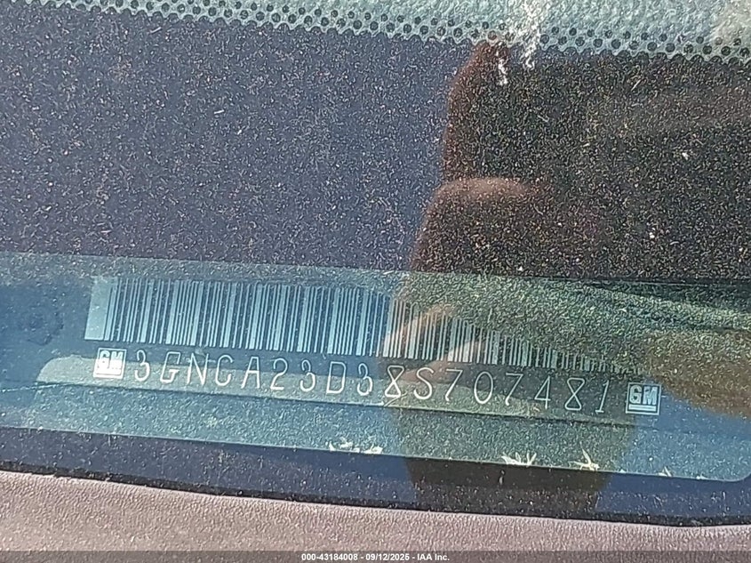 2008 Chevrolet Hhr Lt VIN: 3GNCA23D38S707481 Lot: 43184008