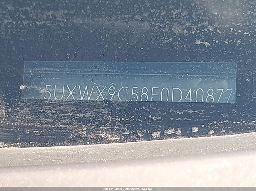 2014 BMW X3 xDrive28I VIN: 5UXWX9C58E0D40877 Lot: 43184068