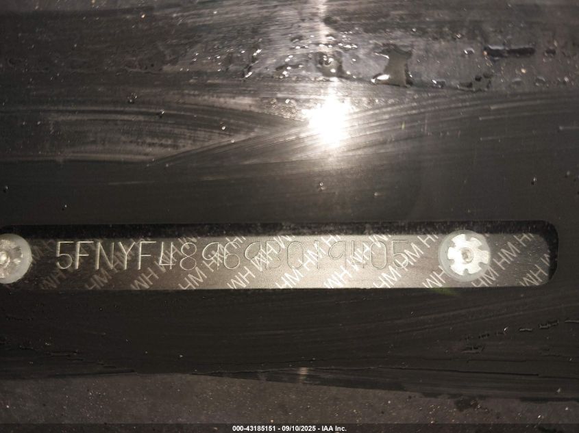 2009 Honda Pilot Touring VIN: 5FNYF48969B019405 Lot: 43185151