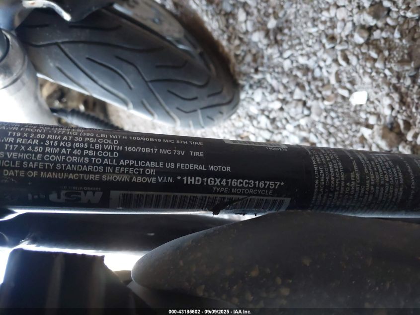 2012 Harley-Davidson Fxdb Dyna Street Bob VIN: 1HD1GX416CC316757 Lot: 43185602