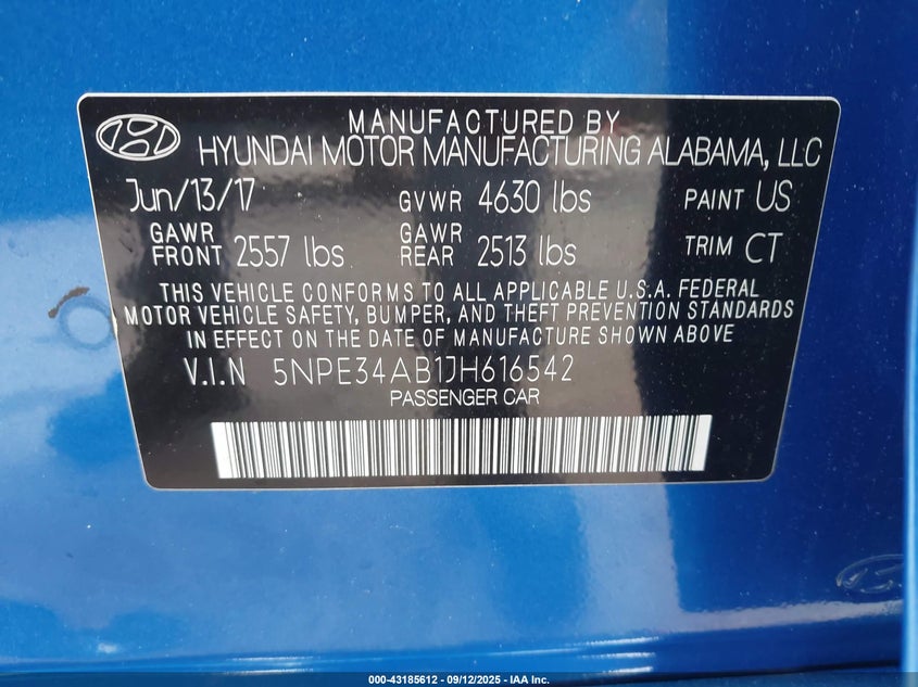 2018 HYUNDAI SONATA SPORT 2.0T - 5NPE34AB1JH616542
