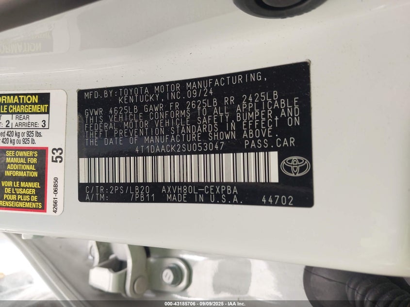 2025 TOYOTA CAMRY XSE - 4T1DAACK2SU053047