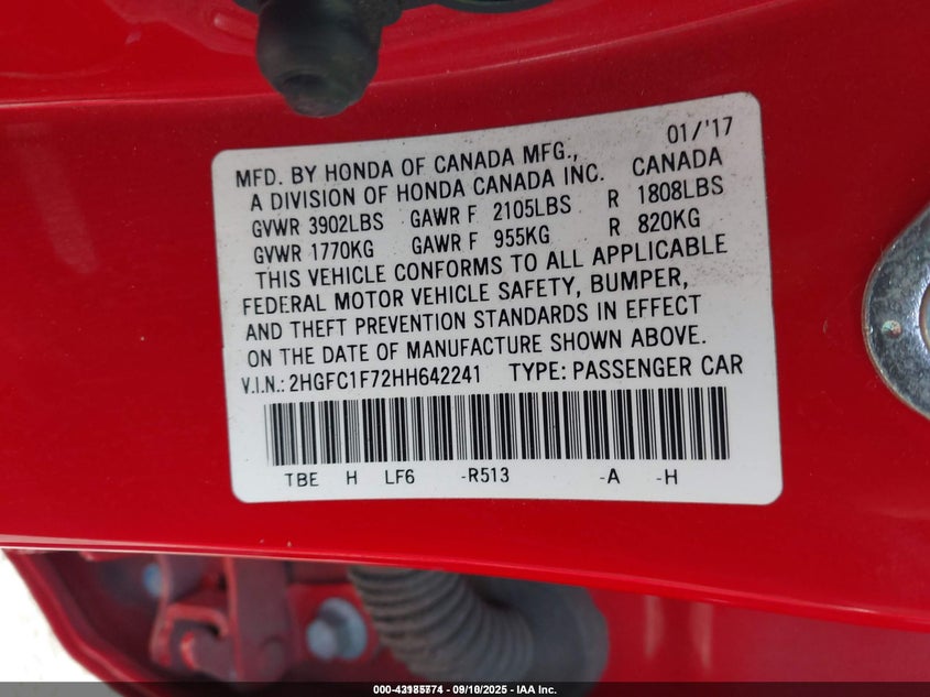 2017 HONDA CIVIC EX-L 2HGFC1F72HH642241